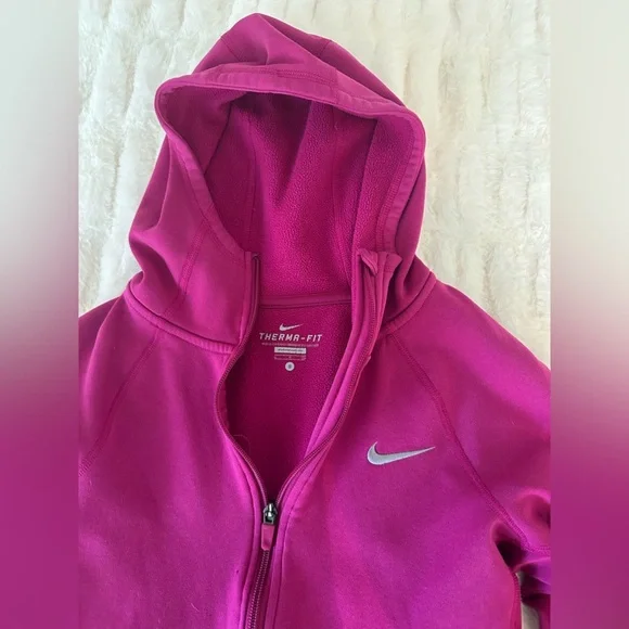 Nike Fuchsia Full-Zip Therma Fit Hoodie Size Small - Picture 2 of 6